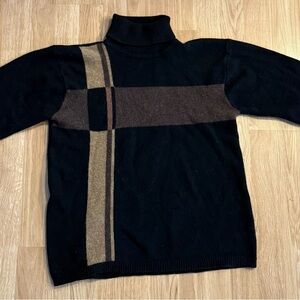 Mac And Jac Turtleneck Sweater - 100% Wool - Black/Brown - Large